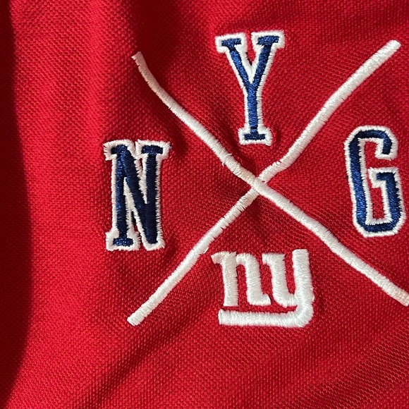 NEW YORK GIANTS Mens Polo Shirt Embroidered Striped XL NFL Football - Picture 9 of 10